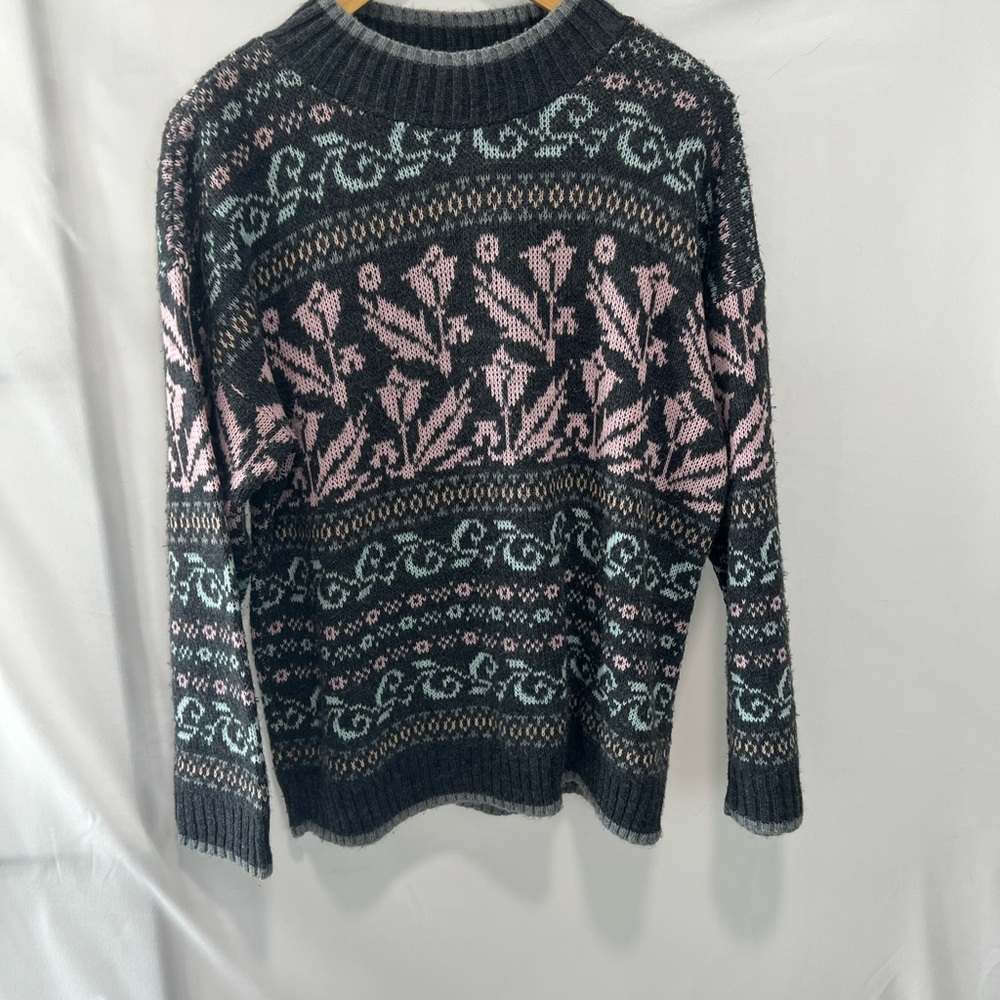 Floral Patterned Sweater - Pink and Blue